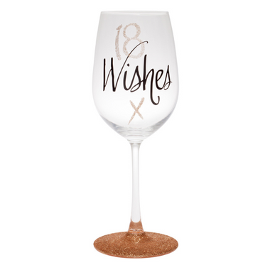 18th Wishes Rose Gold Wine Glass