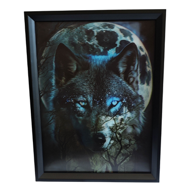 3D Art Wolf and Moon 30 x 40cm