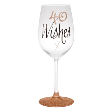 40th Wishes Rose Gold Wine Glass