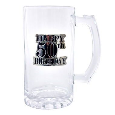 50th Badge Straight Stein