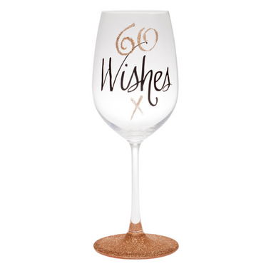 60th Wishes Rose Gold Wine Glass