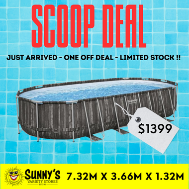 Power Steel 7.32m x 3.66m x 1.32m Oval Pool Set