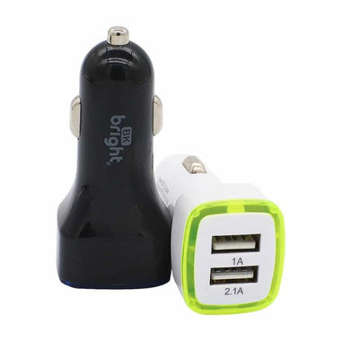 BK Bright Dual USB Port Quick Power Car Charger with Light