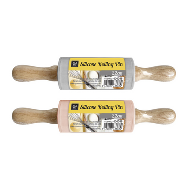BakeArt Silicone Rolling Pin Wooden Handle 225mm