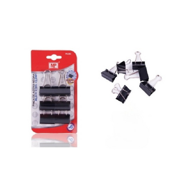 Black Steel Fold Back Clip 6pc 32mm