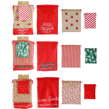 Christmas Gift Sacks 3pk