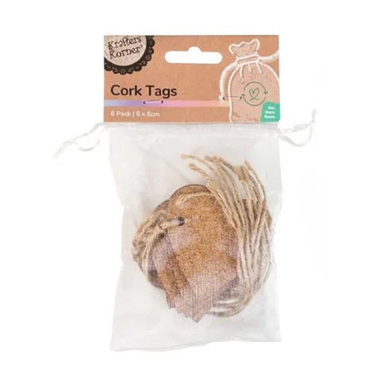 Cork Tags Heart with Jute 6pk