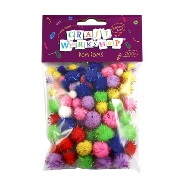 Craft - Glitter Pom Poms 100pc