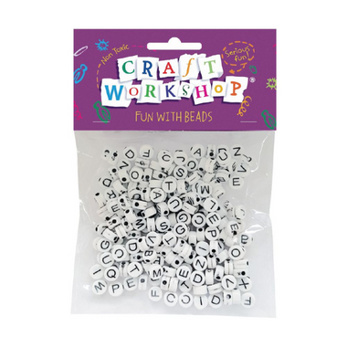 Craft Beads - Alphabet White