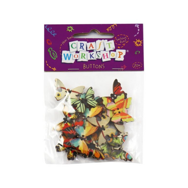 Craft Buttons Colourful Butterflies 20pc