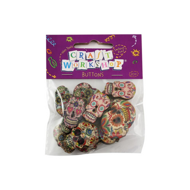 Craft Buttons Wooden Skulls 20pc