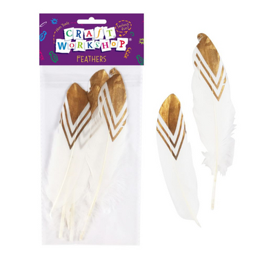 Craft Feathers White Gold 5pc