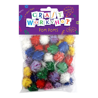 Craft Glitter Pom Poms 2cm