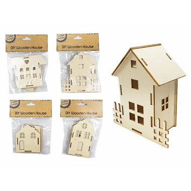 DIY Wooden House 4 Asst