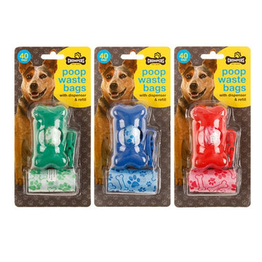 Dog Paw Poop Waste Bag w Dispenser and Refill