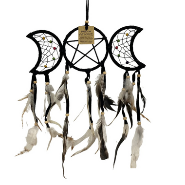 Dream Catcher - Triple Moon Black 30cm