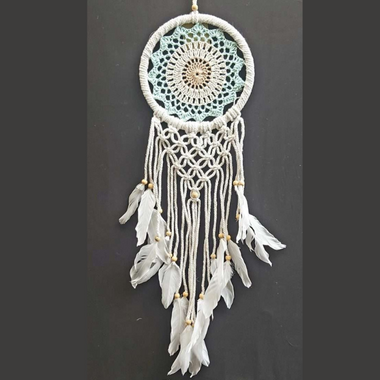 Dreamcatcher White Crochet 17cm