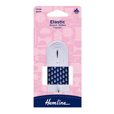 Elastic 12mm x 2m Woven White