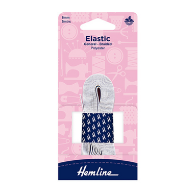 Elastic 6mm x 5m Braid White