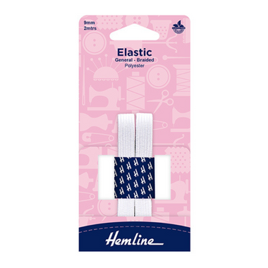 Elastic 9mm x 2m Braid White
