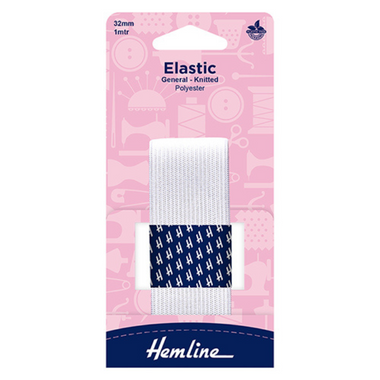 Elastic Knitted White 32mm x 1m