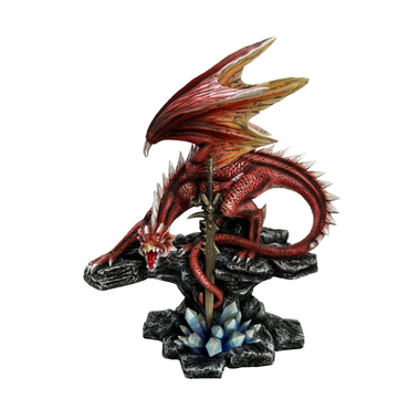 Fire Dragon with Sword Guarding Crystals