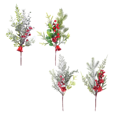 Foliage Berry Pick with Bell 34cm