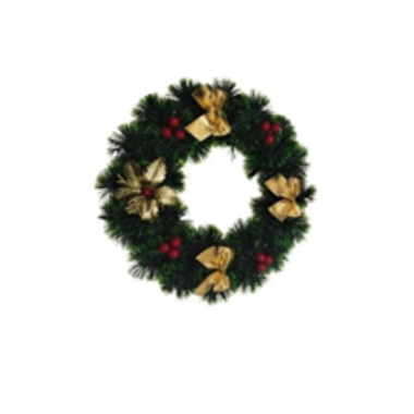 Garland Wreath - Gold Bows 25cm