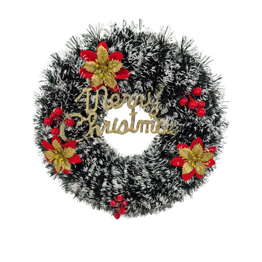 Garland Wreath with Snow 37cm