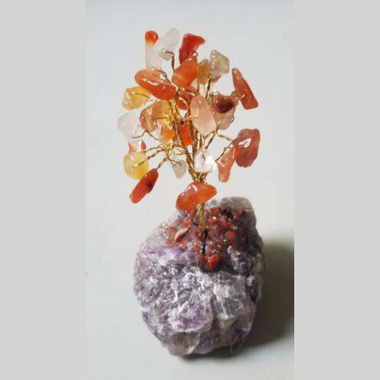 Gemstone Tree Crystal Base Red Agate Small