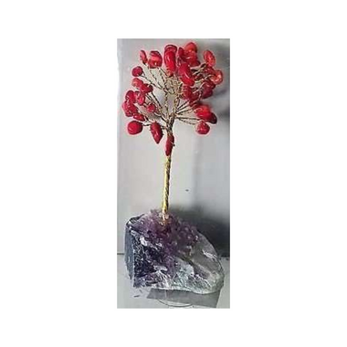 Gemstone Tree Crystal Base Red Coral