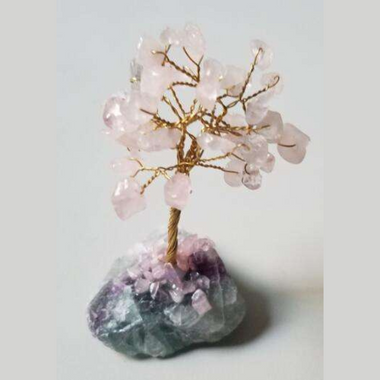Gemstone Tree Crystal Base Rose Quartz