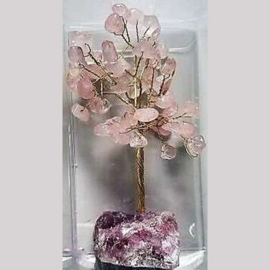 Gemstone Tree Crystal Base Rose Quartz Large