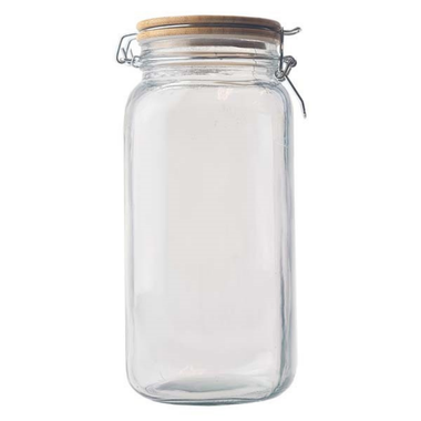 Glass Jar with Bamboo Lid Square 1750ml