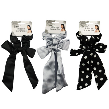 Hair Ribbon Scrunchie 3 Asst