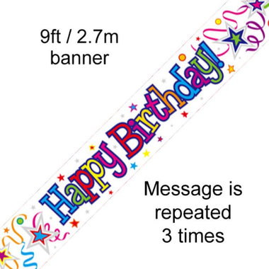 Happy Birthday Ribbons & Stars Banner 2.7m