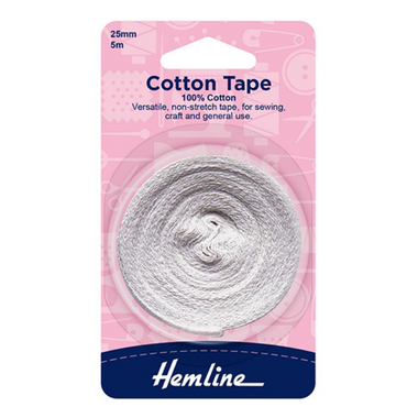 Hemline Tape Cotton 25mm White