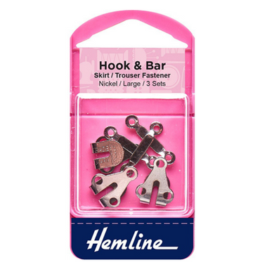 Hook & Bar Nickel Trouser Fastener x 3 Sets