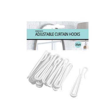 Maxcare Adjustable Curtain Hooks 20pk White