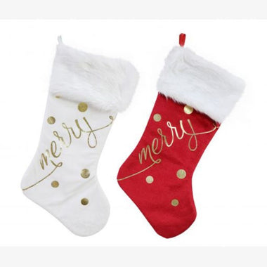 Merry Stocking Gold Foil 53cm Assorted