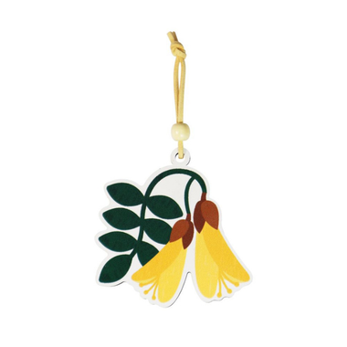 NZ Hanging Ornament Wooden Kowhai