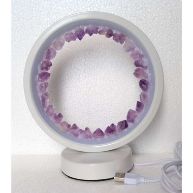 Natural Amethyst Crystal LED USB Table Lamp