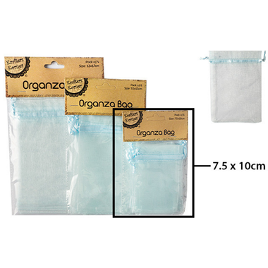 Organza Bag Blue 7.5 x 10cm - 6pc
