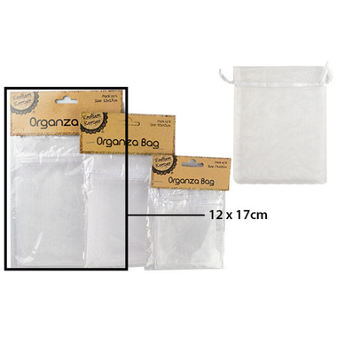Organza Bag White 12 x 17cm - 4pc