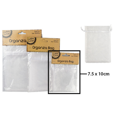Organza Bag White 7.5 x 10cm - 6pc