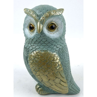 Sitting Owl - Blue & Gold
