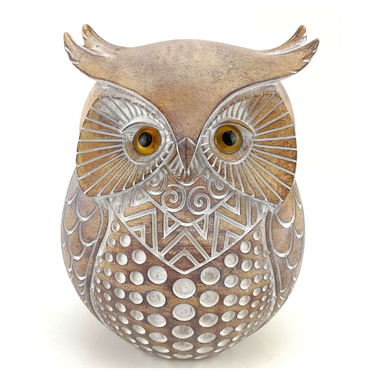 Owl Large Tan and White