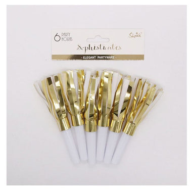 Party Blower Horn Gold 6pk
