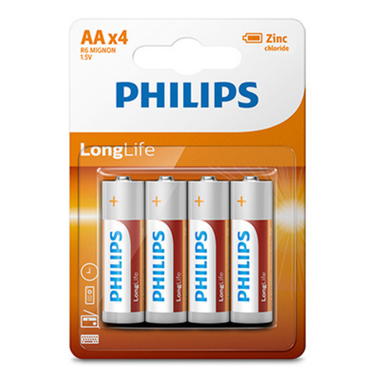 Philips AA Batteries Zinc 4pc