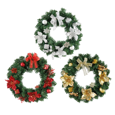 Pine Poinsettia Wreath 40cm